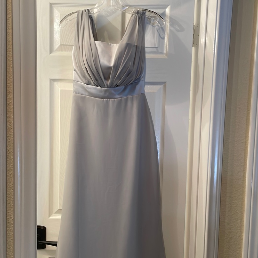 NWT! Long grey gown w satin/chiffon dress. Nice materials